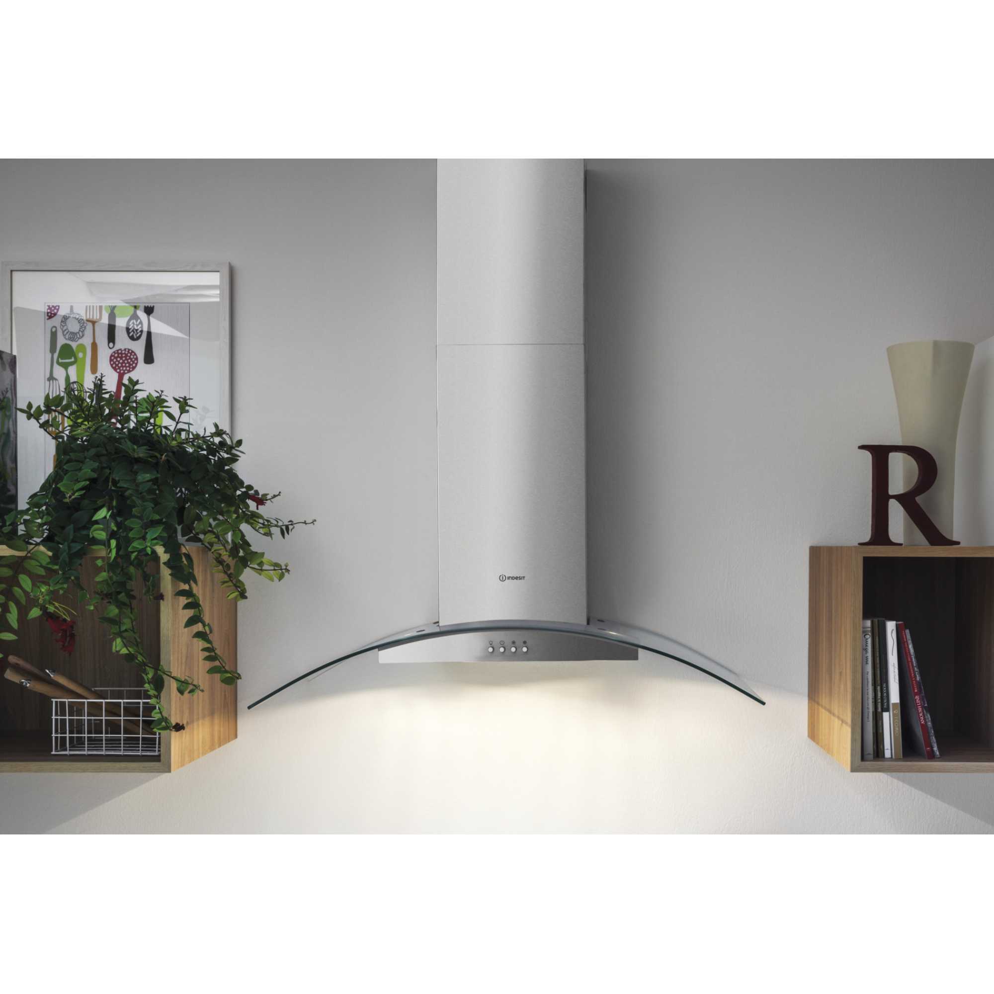 Indesit IHGC65LMX Integrated Cooker Hood - 60cm Width - Stainless Steel - 432 m³/h Extraction - LED Lighting